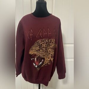 Def Leppard Women’s Burgundy Crew Neck Sweater